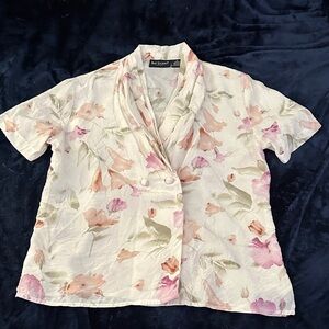 Bay Studio Silk Floral Button Front Blouse
